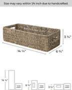 Wicker Seagrass Baskets, Toilet Basket Tank Topper | Small Toilet Tank Basket with Built-In Handles, Bathroom Basket Organizer and Storage for Bathroom Decor