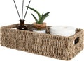 Wicker Seagrass Baskets, Toilet Basket Tank Topper | Small Toilet Tank Basket with Built-In Handles, Bathroom Basket Organizer and Storage for Bathroom Decor
